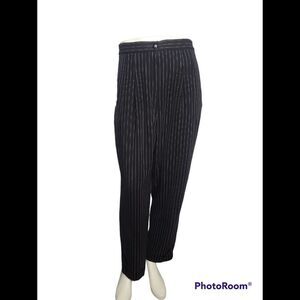 Vintage 90s Black White Pin Striped High Waist Straight Leg Pants XS